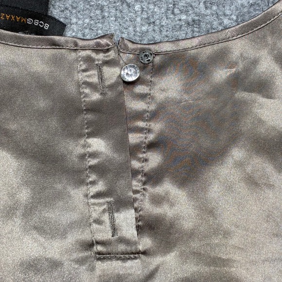 BCBG Max Azria Womens M Pleated Satin Sleeveless Blouse Metalic Brnze/Brownish - Picture 5 of 8